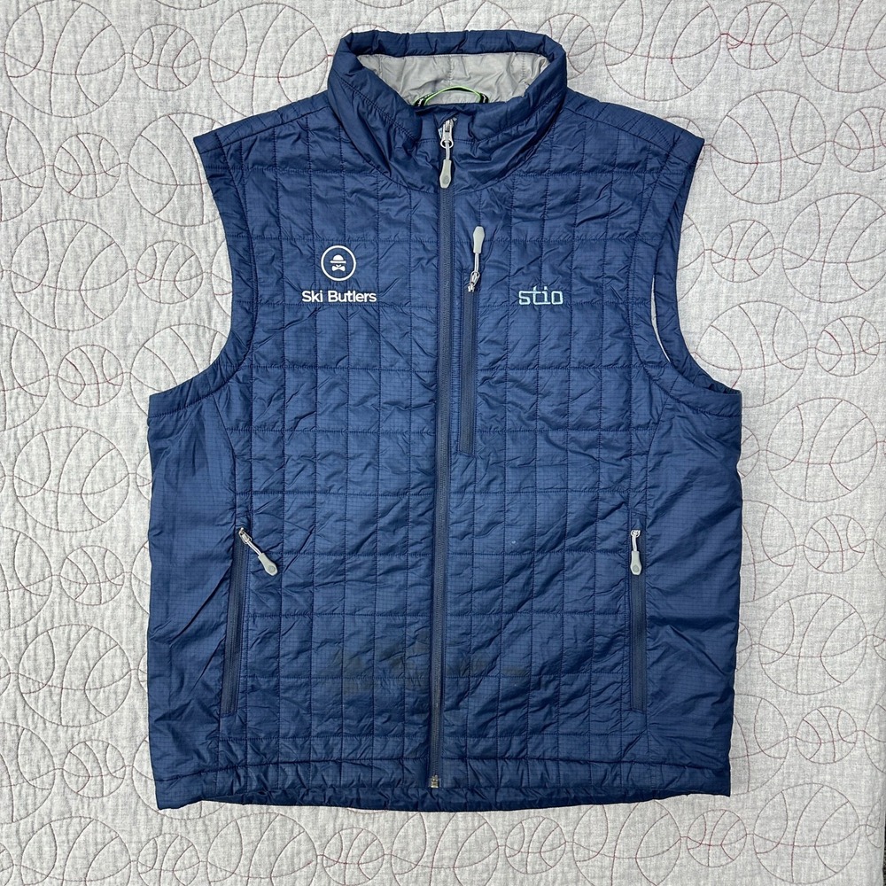 Stio Azura Puffer Vest Navy Blue Quilted Primaloft Zip / Mens Large STAINED